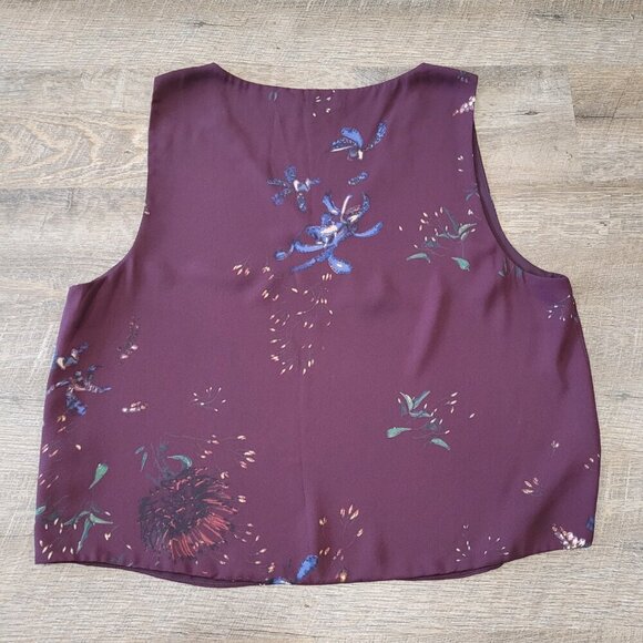 BABATON | Aritzia V-Neck Blouse Tank Top Floral Pattern | Sz. L - Picture 3 of 4
